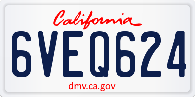 CA license plate 6VEQ624