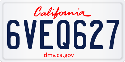 CA license plate 6VEQ627
