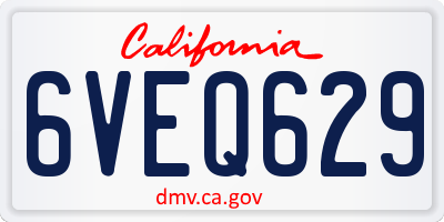 CA license plate 6VEQ629