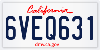 CA license plate 6VEQ631