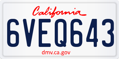CA license plate 6VEQ643