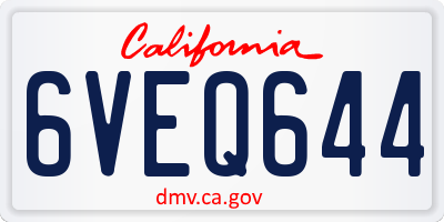 CA license plate 6VEQ644