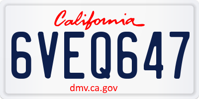 CA license plate 6VEQ647