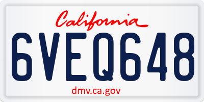 CA license plate 6VEQ648
