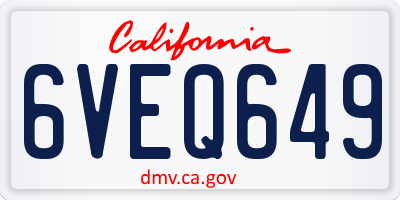 CA license plate 6VEQ649
