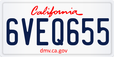 CA license plate 6VEQ655