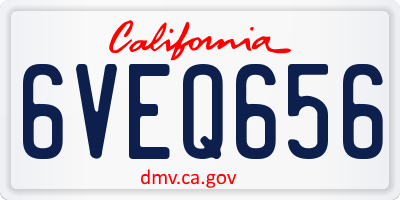 CA license plate 6VEQ656