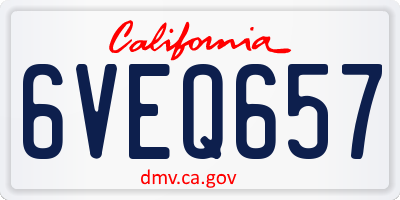 CA license plate 6VEQ657