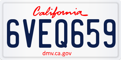 CA license plate 6VEQ659