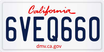 CA license plate 6VEQ660