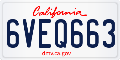 CA license plate 6VEQ663