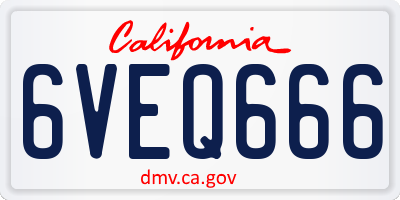 CA license plate 6VEQ666