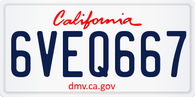 CA license plate 6VEQ667