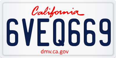 CA license plate 6VEQ669