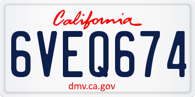 CA license plate 6VEQ674