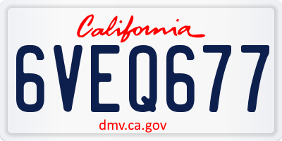 CA license plate 6VEQ677