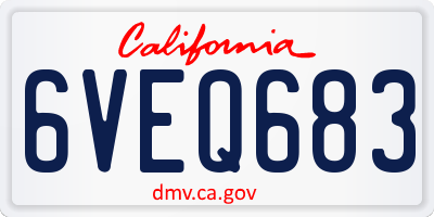 CA license plate 6VEQ683