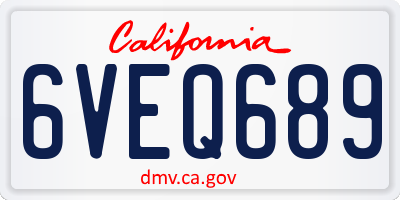 CA license plate 6VEQ689