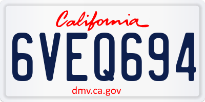 CA license plate 6VEQ694