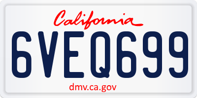 CA license plate 6VEQ699