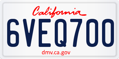CA license plate 6VEQ700