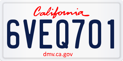 CA license plate 6VEQ701