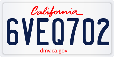 CA license plate 6VEQ702
