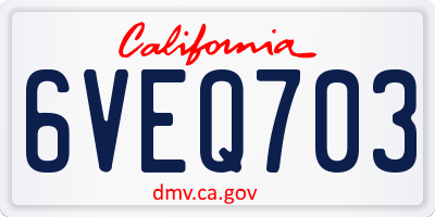 CA license plate 6VEQ703