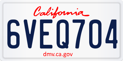 CA license plate 6VEQ704