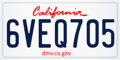 CA license plate 6VEQ705