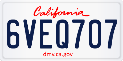 CA license plate 6VEQ707
