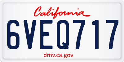CA license plate 6VEQ717