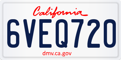 CA license plate 6VEQ720