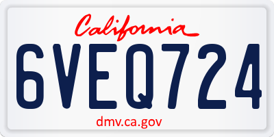 CA license plate 6VEQ724