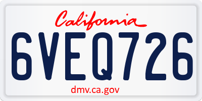 CA license plate 6VEQ726