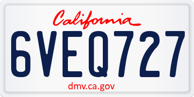CA license plate 6VEQ727