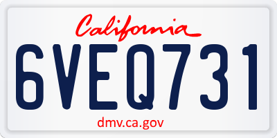 CA license plate 6VEQ731