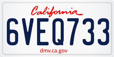 CA license plate 6VEQ733