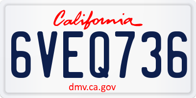 CA license plate 6VEQ736