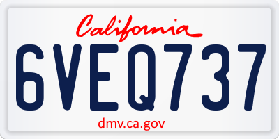 CA license plate 6VEQ737