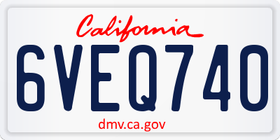 CA license plate 6VEQ740