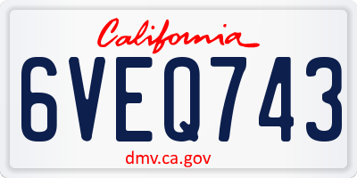 CA license plate 6VEQ743