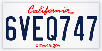 CA license plate 6VEQ747