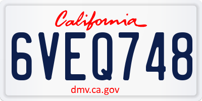 CA license plate 6VEQ748