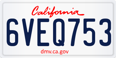 CA license plate 6VEQ753