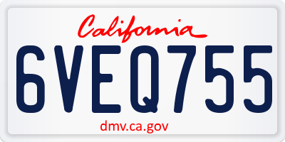 CA license plate 6VEQ755