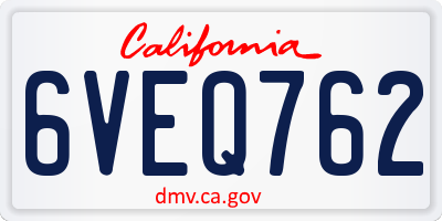 CA license plate 6VEQ762