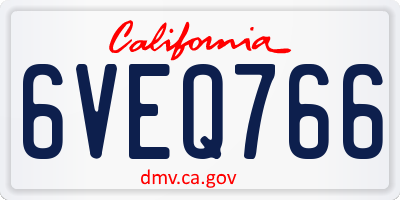 CA license plate 6VEQ766