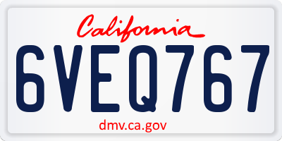 CA license plate 6VEQ767