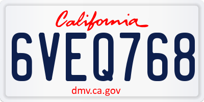 CA license plate 6VEQ768